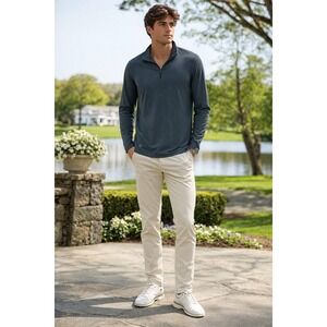 Lululemon Mens Long Sleeve Polo Shirt Dark Blue Technical Performance Top 29943